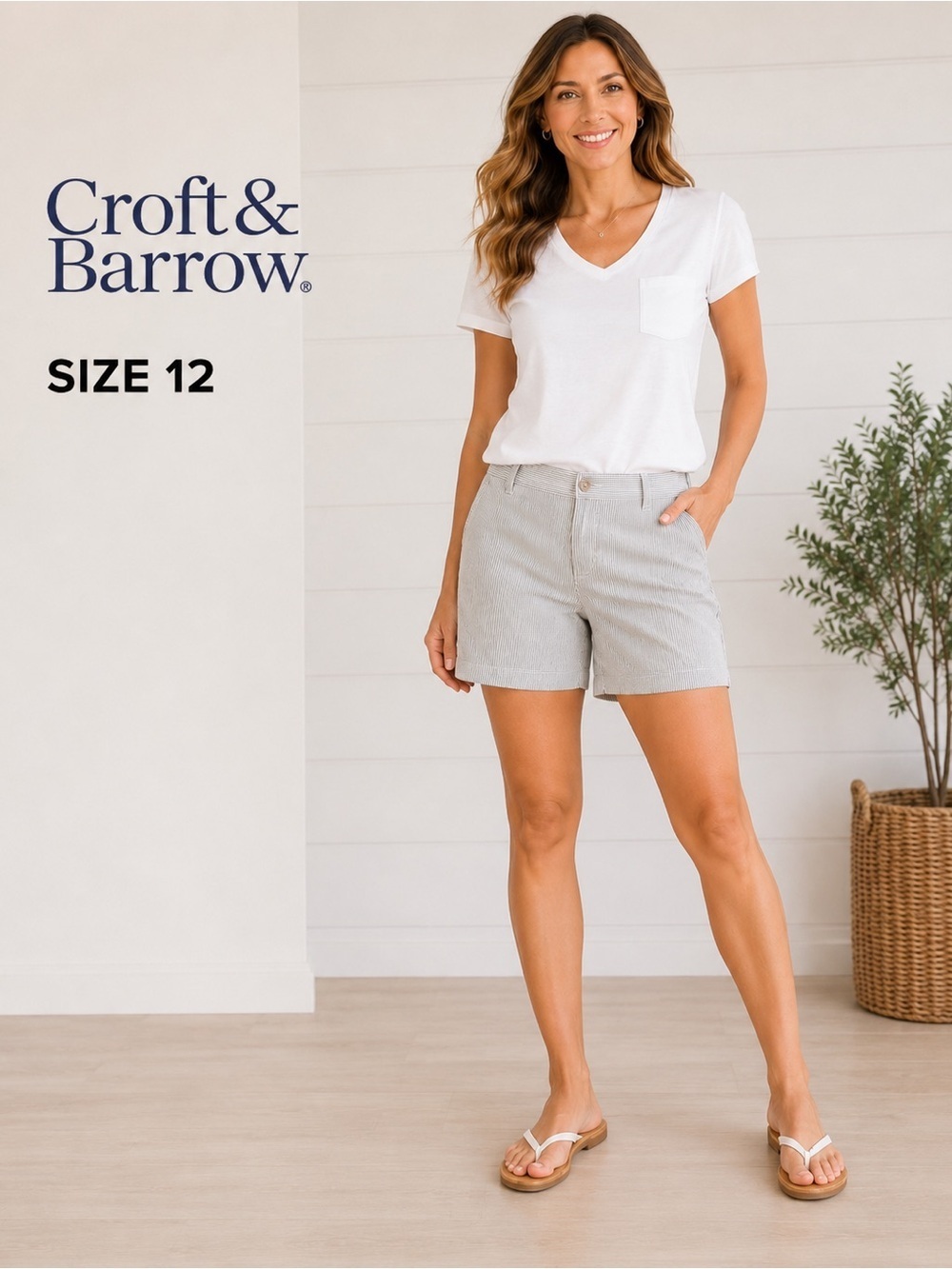 CROFT & BARROW women coastal summer Bermuda shorts size 12